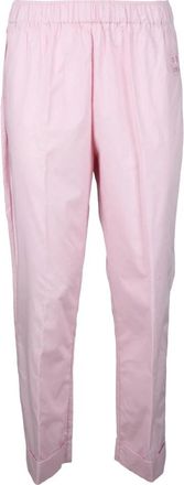 Semicouture Katoenen Casual Broek - Dames - Slim Fit Broeken - Roze - S - Katoen - Broeken