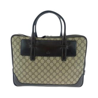 Gucci Pre-owned GG Supreme Canvas Leather Aktetas - Heren - Vintage Shopper - Beige - ONE Size - Leer - Vintage