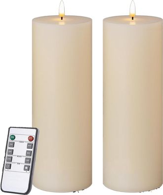 OEM Bougie Led - 10 X 30 Cm - Estanque Ip65 - Efecto Llama Vacilante - Con Mando A Distancia Y Temporizador - 2 Unidades