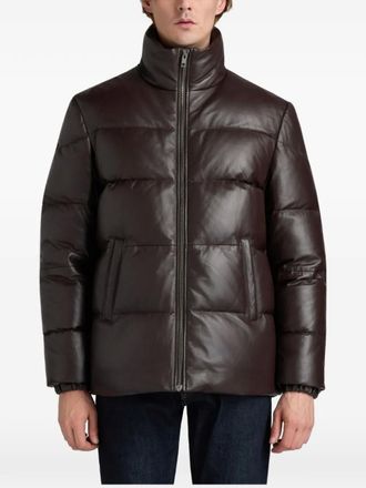 Bally leather puffer jacket - men - Lambskin/Down/Cotton/Viscose - 50 - Brown