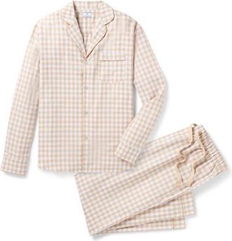 Petite Plume Gingham Check Cotton Pajamas in Beige at Nordstrom, Size X-Small