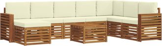 vidaXL Conjunto De Sof&aacute;s De Exterior 9 Uds. Natural Y Crema Vidaxl