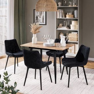 Vicco Conjunto De Mesa De Comedor Beaver, Roble Dorado/negro, 110 X 70 Cm Con 4 Sillas, Negro, Vicco