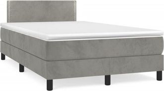 vidaXL Cama Box Spring Colch&oacute;n Y Led Terciopelo Gris Claro 120x190 Cm Vidaxl