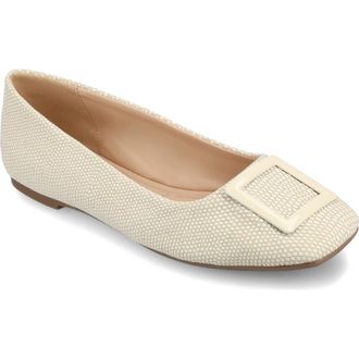 Journee Collection Zimia Square Buckle Flat in Bone Lizard at Nordstrom Rack, Size 6.5