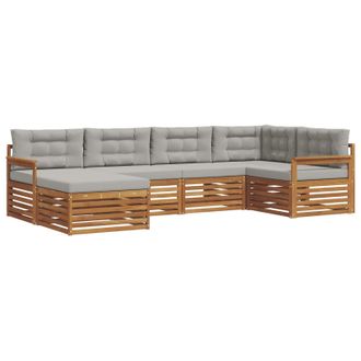 vidaXL Conjunto De Sof&aacute;s De Exterior 6 Pcs Gris Natural Y Claro Vidaxl