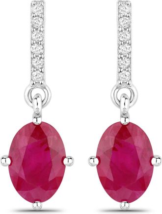 Diana M. Jewels Bkk Ruby Oval 7x5mm - 2Pcs + White Diamond F/C Round 1mm( I1-I2/I color ) - 12Pcs ( Push (PBF03) (5.10x4.70mm) Post )