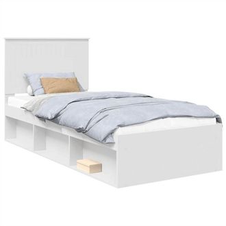 vidaXL Bed Frame with Headboard White 90 x 200 cm Solid Pine Wood vidaXL