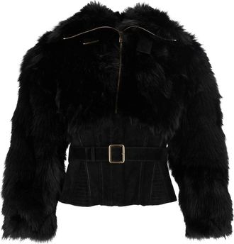 Elisabetta Franchi Faux Fur Cropped Jacket