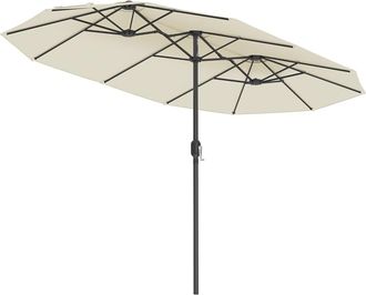 Songmics Sombrilla de 394 x 200 cm con altura ajustable de color beige