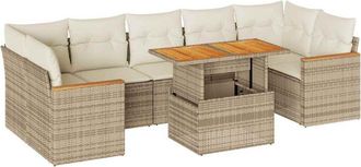 vidaXL Set Sof&aacute;s Jard&iacute;n Y Cojines 8 Pzas Rat&aacute;n Sint&eacute;tico Acacia Beige Vidaxl