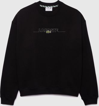 Lacoste Mens Logo Embroidered Crewneck Sweatshirt in Black Cotton - Size Medium