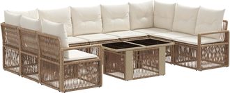 vidaXL Conjunto De Sof&aacute;s De Jard&iacute;n 10 Uds. Beige Y Blanco Crema Vidaxl