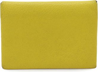 Herm&egrave;s Yellow Chevre Leather Coin Purse/Coin Case (Pre-Owned)