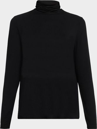 Majestic Filatures Soft Touch Pleated Long-Sleeve Turtleneck
