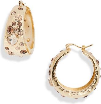 Oscar De La Renta Mixed Crystal Hoop Earrings in Topaz at Nordstrom