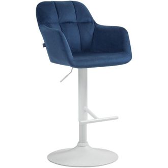 Clp Taburete De Bar Natoma En Terciopelo Azul Metal Blanco Mate