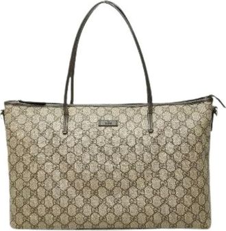 Gucci Pre-owned Tote Bags, female, Beige, Size: ONE SIZE Pre-owned GG Supreme PVC Tote Bag