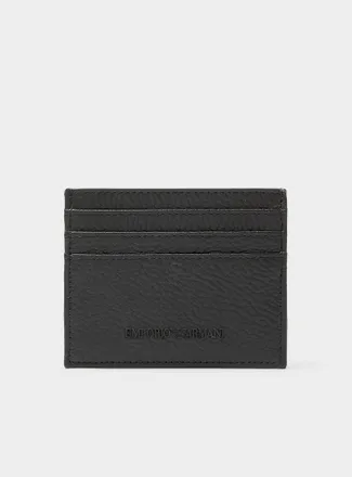 Emporio Armani Mens Embossed logo grained leather card case