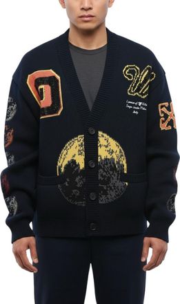Off-white Blue Knitted V Neck Cardigan