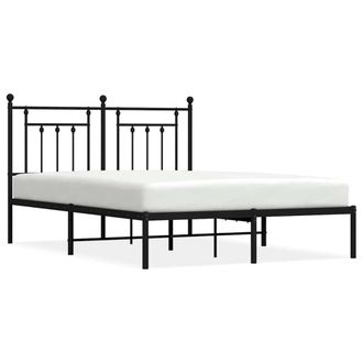 Berkfield Home Metal Bed Frame with Headboard Black 150x200 cm King Size