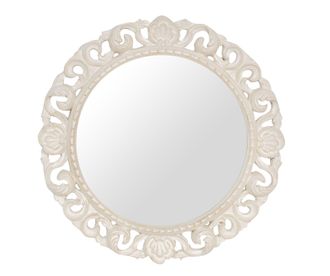 Biscottini International Biscottini - Espejo De Pared De Madera Con Acabado Blanco Antiguo Hecho En Italia