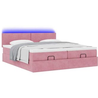 vidaXL Estructura De Cama Otomana Colchones Terciopelo Rosa 200x200cm Vidaxl