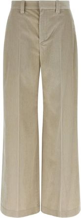 Brunello Cucinelli Losse broeken - Dames - Wijde Broeken - Beige - M - Katoen - Broeken