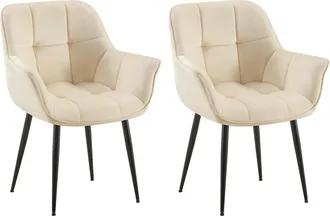 Clp Set De 2 Silla de comedor con reposabrazos en Terciopelo Crema