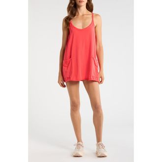 Free People FP Movement Hot Shot Racerback Romper in Grapefruit at Nordstrom, Size X-Large