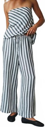 Bella Dahl Wide Leg Crop Pants With Drawstring In Saint Tropez Stripe