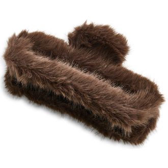 Tasha Faux Fur Jaw Clip in Brown at Nordstrom