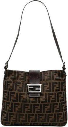 Fendi Pre-owned Canvas Shoulder Bag - Dames - Vintage Schoudertas - Bruin - ONE Size - Leer - Vintage