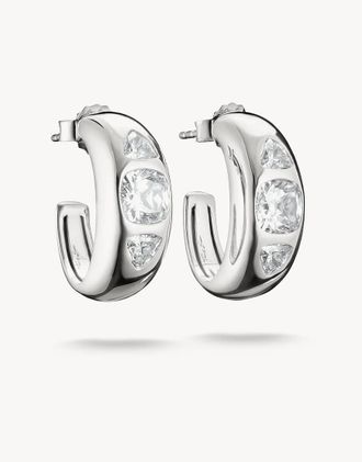 Thomas Sabo Orecchini a cerchio neri e bianchi in argento