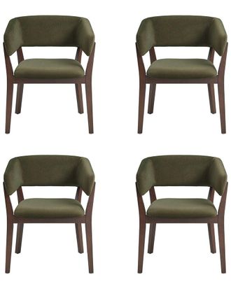 Manhattan Comfort Set Of 4 Blake Dining Armchairs With Beech Wood Legs