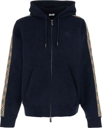 Burberry Hoodies & sweatvesten, Heren, Blauw, L, Katoen, Sweatshirt met rits