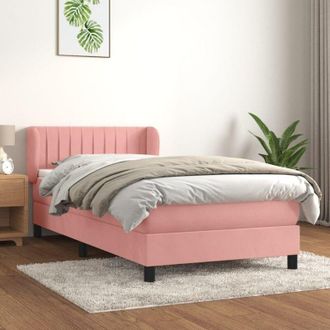 vidaXL Cama Box Spring Con Colch&oacute;n Terciopelo Rosa 80x200 Cm Vidaxl