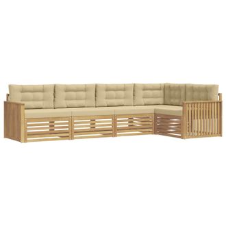 vidaXL Conjunto De Sof&aacute;s De Exterior 5 Uds. Y Beige Poli&eacute;ster Vidaxl