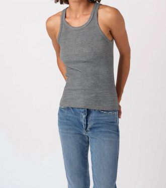 Amo Long Rib Tank Top In Heather Grey