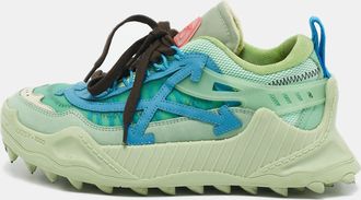 Off-white Green Leather And Mesh Odsy 1000 Lace Up Sneakers