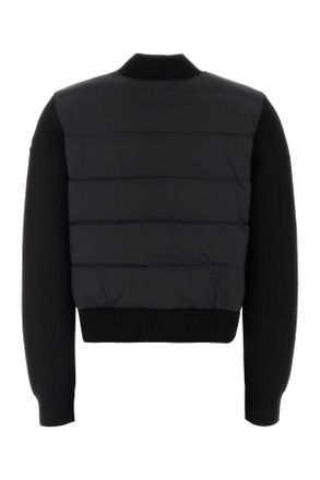 Moncler Stretch Wool Blend Cardigan - Black