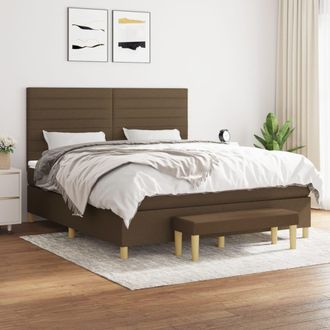 vidaXL Cama Box Spring Con Colch&oacute;n Tela Marr&oacute;n Oscuro 160x200 Cm Vidaxl