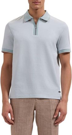 Bugatchi Quarter Zip Polo in Seafoam at Nordstrom, Size Xx-Large