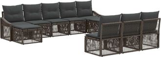 vidaXL Conjunto De Sof&aacute;s De Jard&iacute;n 10 Uds. Gris Rat&aacute;n Sint&eacute;tico Vidaxl