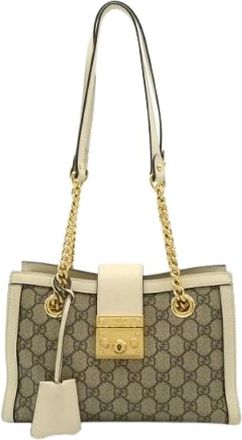 Gucci Pre-owned Shoulder Bags, female, Beige, Size: ONE SIZE Pre-owned Canvas Shoulder Bag