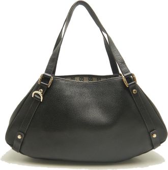 Gucci Navy Gg Canvas Leather Tote Bag (Pre-Owned)