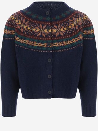 Howlin wollen vest met jacquardpatroon