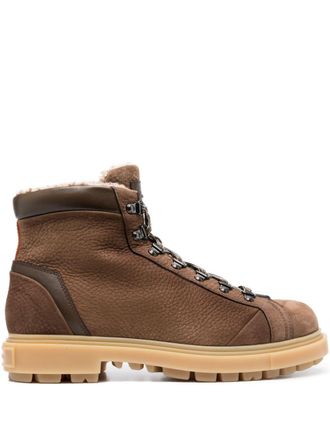 Santoni Leren enkellaarzen - Bruin