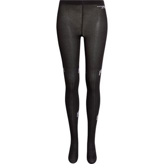 HommeGirls HG Logo Jacquard Tights in Black at Nordstrom, Size Medium