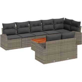 vidaXL Conjunto De Sof&aacute; De Jard&iacute;n 9 Pcs Gris Vidaxl